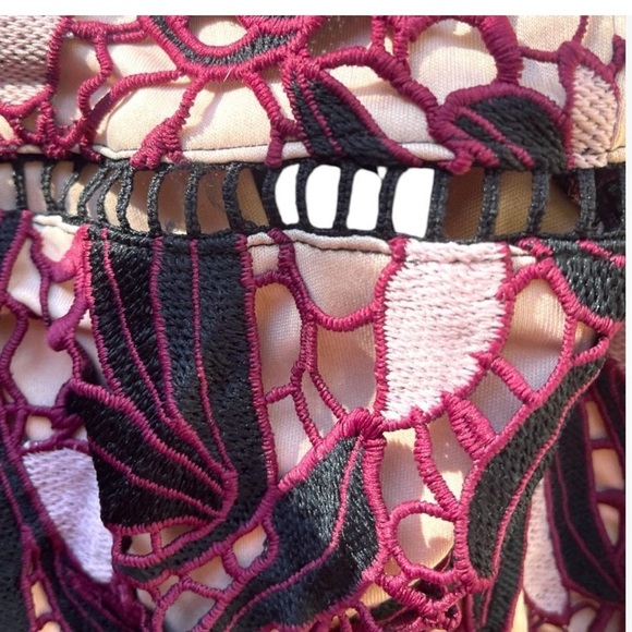 NWT Lulus Pink and Black Crochet Lace Strapless Knee Length Dress Sz Large - Picture 6 of 16